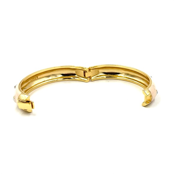 J. Crew Gold Crystal Peachy Hinged Bangle Bracelet - Picture 9 of 11